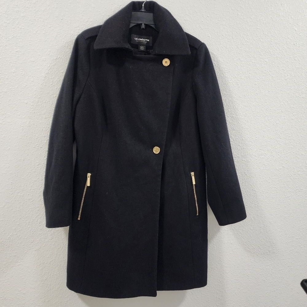 Liz Claiborne Outwear Elegant Black Coat for Womens Size L. - Picture 6 of 16